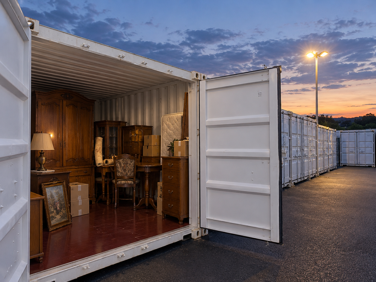 Conteneur de stockage au crépuscule